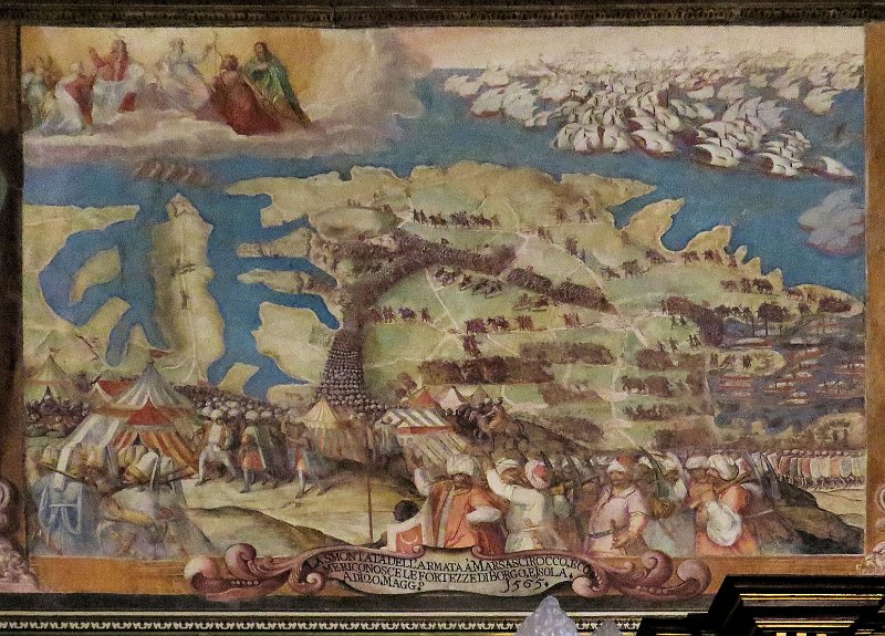(33) Frieze in the Grand Master's Palace - Valetta.JPG - Frieze in the Grand Masters Palace showing the siege of Valetta in 1565